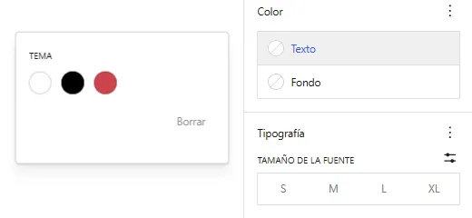 Paleta de colores personalizada definida en theme.json