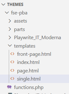 Archivo single.html en la carpeta templates del tema Full Site Editing