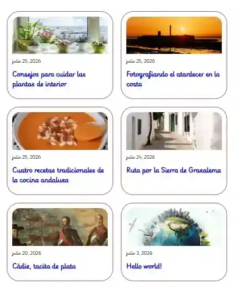 Página de blog en el navegador donde se le han aplicados bordes redondeados a las imágenes