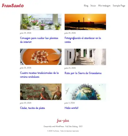 Diseño de las entradas del blog antes de aplicar los nuevos estilos

