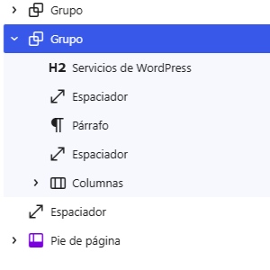 Imagen del grupo en el administrador