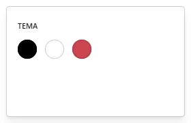 Selector de colores del editor de WordPress que muestra únicamente los tres colores de la paleta del tema: negro, blanco y rojo. 