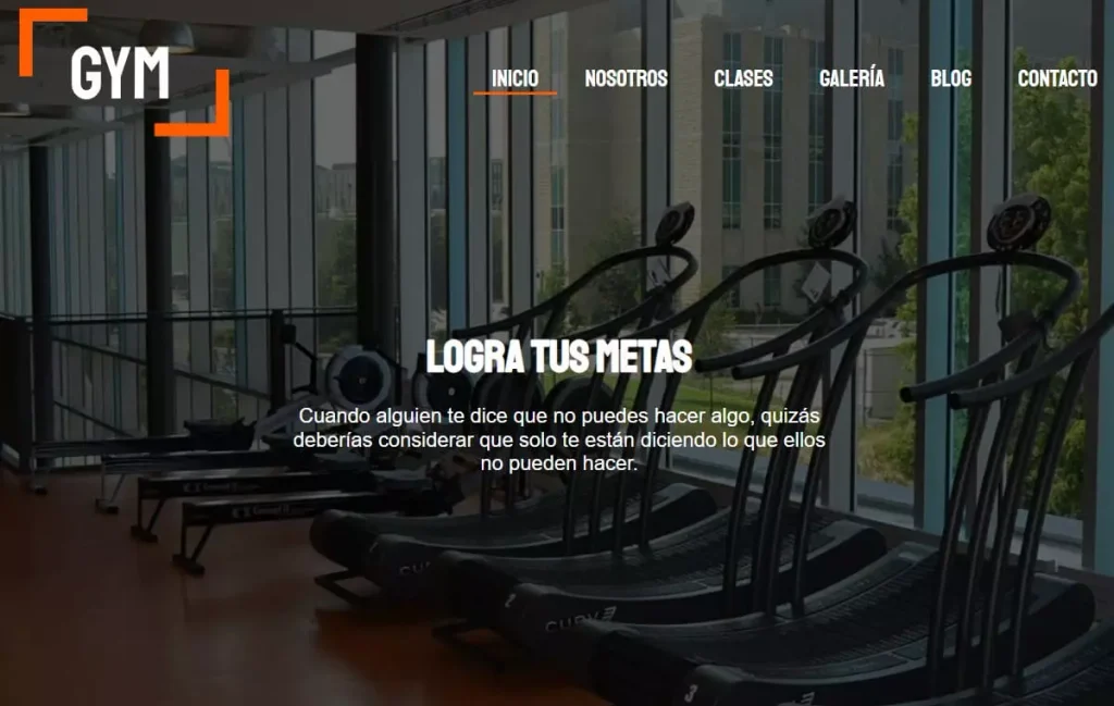 Página de inicio de GymFitness, proyecto de diseño y desarrollo web para un gimnasio.